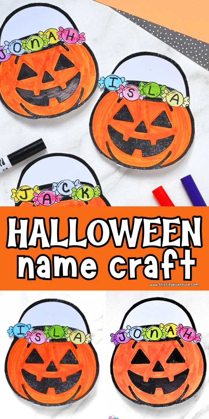 Halloween Süßigkeiten Namen Bastelidee für Kinder (Kostenlose Druckvorlage)